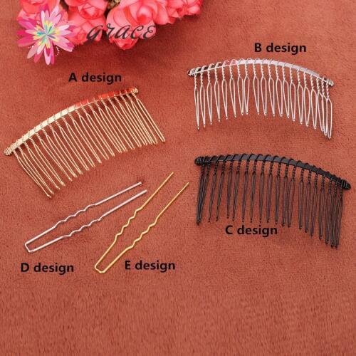 10pc/lots Black Metal Wire Teeth Hair Comb U Shape Bobby Pins Gold Plated For Diy Wedding Birdal Hair jewelry Accessory Findings
