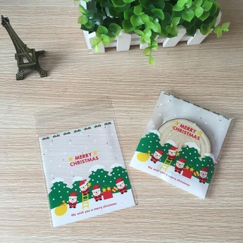 100Pcs 10*10cm Gift Sealing OPP Plastic Cartoon bear Self-Adhesive Cake gift Packages Cookie Candy Pack Christmas OPP Bag 6Z