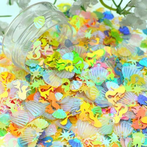 20 Gram Assorted Shapes & Colors Mermaid Sequins & Spangles, Party Decoration Scrapbooking Sequnins