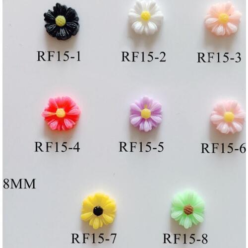 30pcs Cute 8 colors Sunflower Shape Nail Resin Decoration 8mm RF15