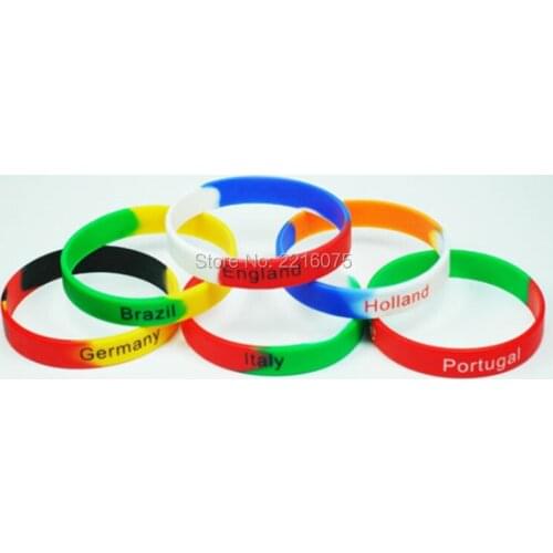 300pcs Flag World Cup Germany Brazil England Holland Italy Portugal wristband silicone bracelets free shipping by DHL express