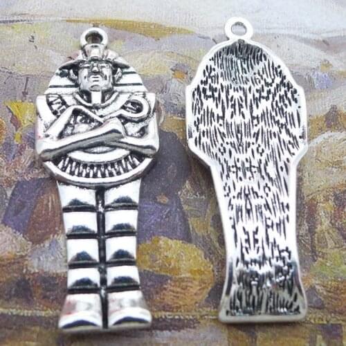 Newest 4Pieces 18*45mm Mixed Alloy Antique Silver Color Mummy Wicca Charms Bracelet Pendant Accessory For DIY Jewelry Making