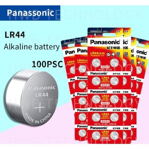 100X PANASONIC LR44 A76 AG13 0%Hg SR1154 357 LR 44 1.5V Cell battery batteries For calculator 0%Hg