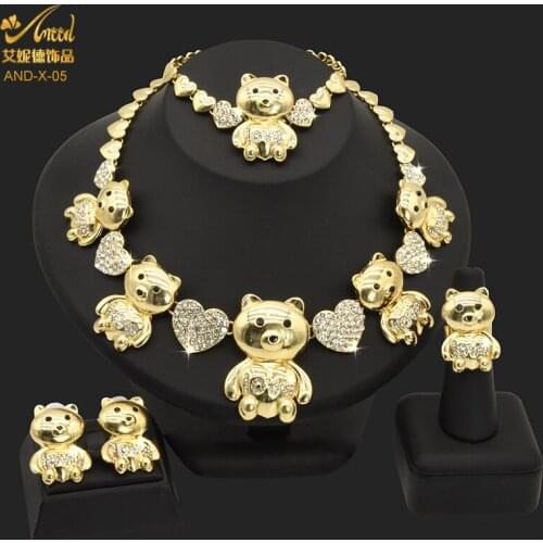 ANIID Necklace Jewelery Set Gold Plated Jewellery Bear African Earrings Bridal Wedding Fashion Dubai Indian Alloy Free Shipping