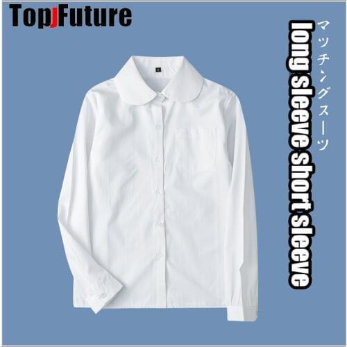 White Cotton Japanese Student Girls School Jk Uniform Top Large Middle High School Uniforms Long Sleeve White Shirt