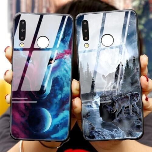 Tempered Glass Phone Case For Huawei P40 P30 P20 Mate 20 30 Lite Pro Plus P Smart 2019 nova 5 5i Pro 6 SE Wolf Fox Cool Man Case