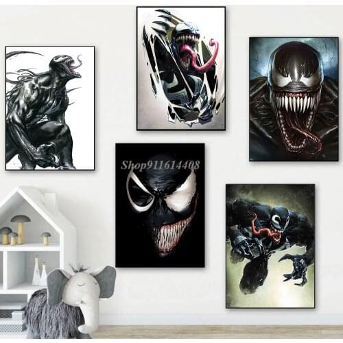 Home Decorations Pictures Kids Room Decor Superhero Venom Posters Anime Marvel Movie Wall Art Canvas Painting Prints Canvas Art