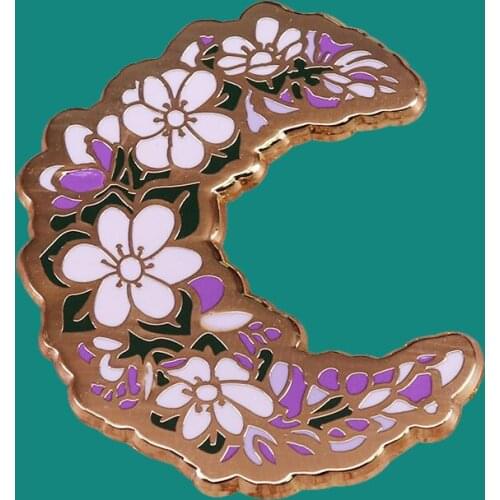 Creativity Moon Flowers Lapel Enamel Brooch pins Collecting Metal Badges Children Fashion Jewelry Gifts Adorn Backpack Collar