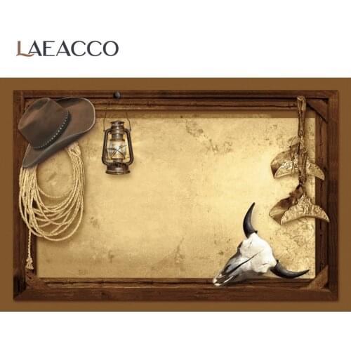 Wild Western Cowboy Wall Backdrop Leather Whip Straw Hat Cow Head Baby Birthday Party Photo Background Photocall Photo Studio