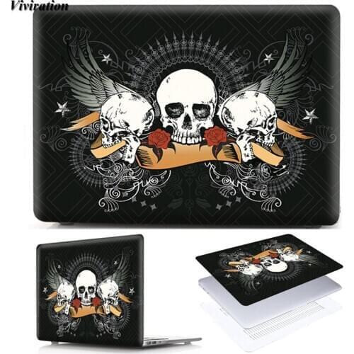 For Macbook Air 11 A1370 A1465, MacBook Air 13, Huawei MateBook D15/ D14/ 13 Romantic Skull Prints PVC Laptop Replace Cover Case