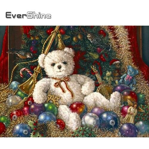 Evershine Diamond Painting Cartoon Bear Full Square Drill Diamond Embroidery Full Set Cross Stitch Christmas Decoration For Home