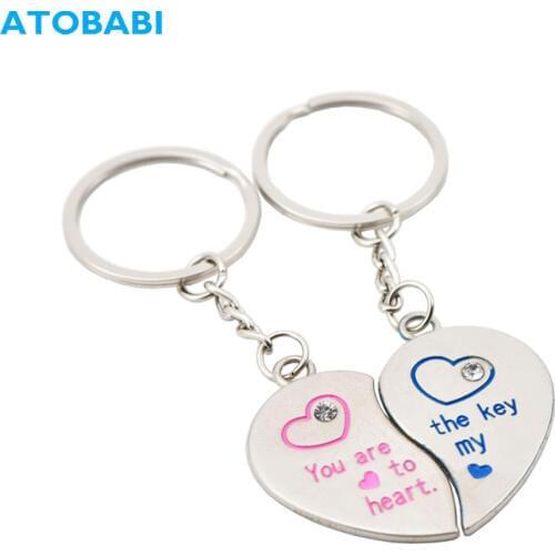 Zinc Alloy Lovers Heart Shape Car Key Holder Couple Key Chains with Metal Key Ring For BMW x3 e83 e90 Volvo v40 S60 Ford Focus 3