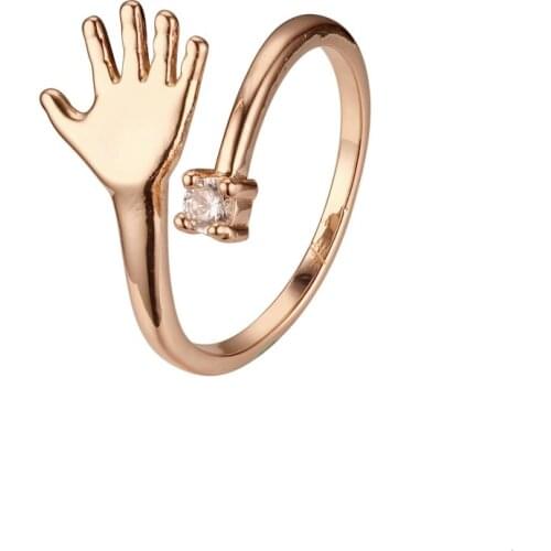 New Arrival Cute Ring Women Girls Ring 585 Rose Gold Color Jewelry Feet Shape Cubic Zircon Ring Gold Color Ring