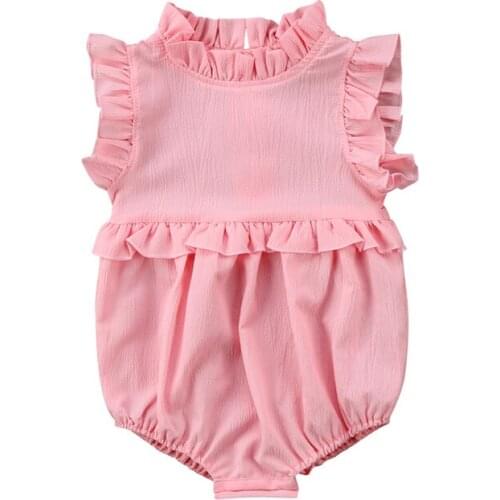 Summer 3 Color Infant Newborn Baby Girls Sleeveless Cotton Ruffles Romper Jumpsuit Clothes Outfits Baby Clothing