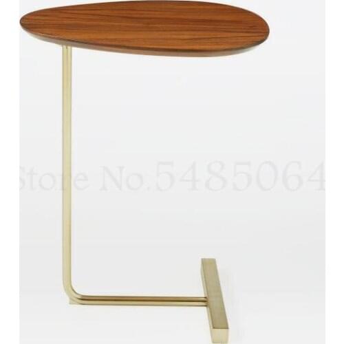 Creative Simple Oval Coffee Table Mobile Solid Wood Iron Sofa Corner Side Table Lazy Bedside Reading Table