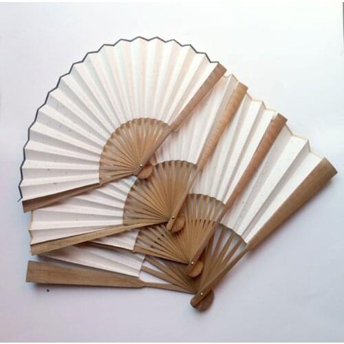 Oil Bamboo Joints Rice Paper Hand Fan White Adult DIY Fine Art Painting Program Large Chinese Folding Fan 7-12" 10pcs/lot