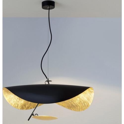 Art UFO Metal Pendant Light Minimalist Black Gold Suspension Lamp Bedroom Study Bar Clothing Store Designer Home Lighting PA0180