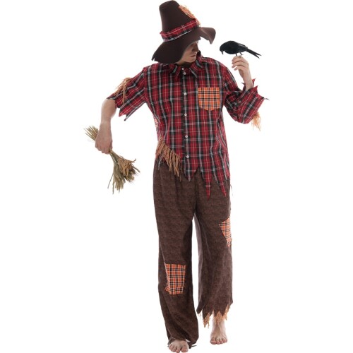 Eraspooky Men 's Scarecrow Cosplay Straw Man Halloween Costume For Adult Christmas Party Stage Fancy Dress