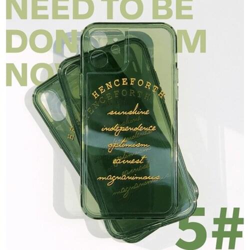 Fashion Emerald Green Premium Letter Clear Phone Cases for iPhone 12 Pro Max 11 Pro Max X XS XR 7 8 Plus 12mini Soft TPU Cover