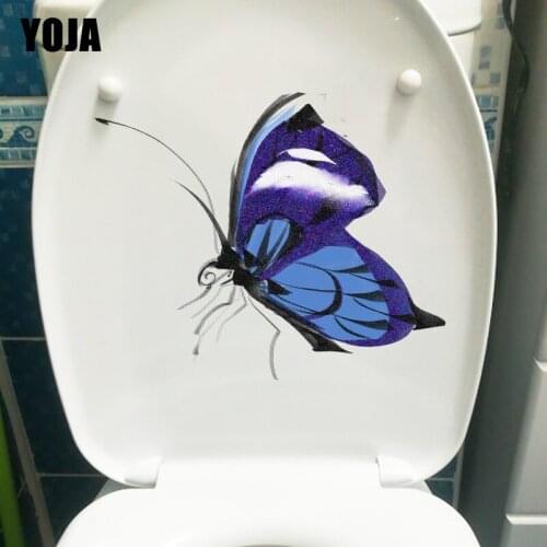 YOJA 23.4X18CM Hand Drawn Butterfly Cartoon Wall Decals Home Room Decor WC Toilet Sticker T1-2079