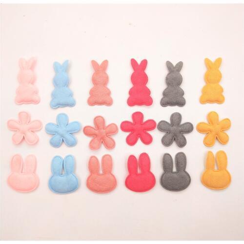 Sew on 50pcs/lot sweet rabbit and flower Padded Appliques for Cloth Decoration and Hair Accessories free shipping