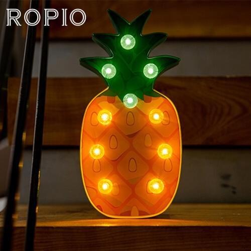 ROPIO 3D Pineapple Night Light Paperboard Marquee Indoor Decorative Neon Light Figurine Tube Desk Lamp with Adjustable Dimmer
