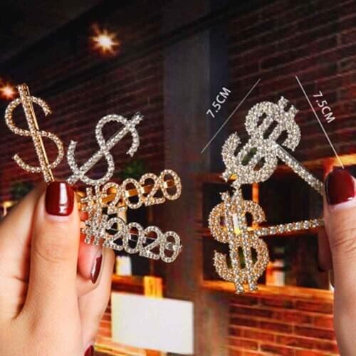 New Hairpins Crystal Shiny Rhinestones Word Letters Hair Clips Women Styling Tool Hairgrip Diamond Hair Accessories Clips