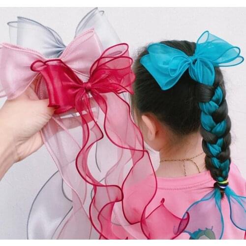 New Style Lace Long Hair Bow Knot Long Ribbon Hairpin Female Wild Cute Girl Hairpin Fashion Braid Hairpin Hair Accessories
