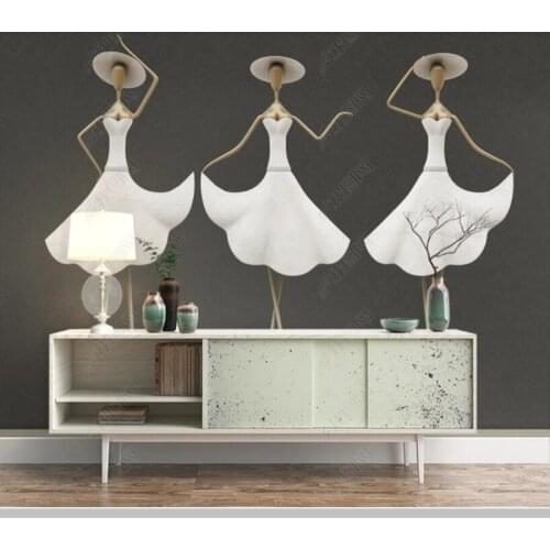 Papel de parede Dancing girl abstract 3d wallpaper,living room bedroom home decor dance studio ballet yoga studio bar KTV mural