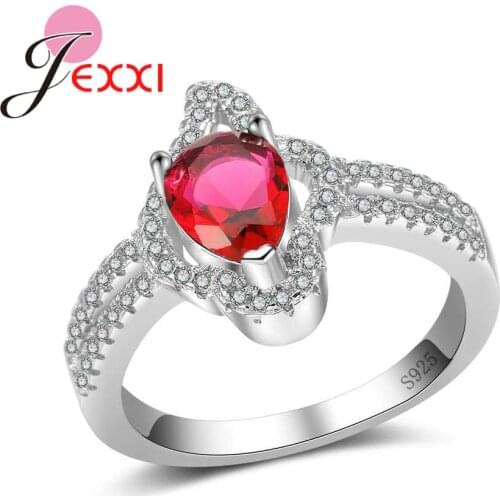 Charming Classic Elegance 925 Sterling Silver Finger Rings Colorful Cubic Zirconia Crystal Jewelry Present For Women Girls