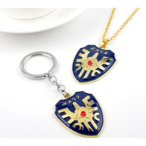 Anime RPG Game Dragon Warrior/Quest/ Kuesuto Metal Enamel Shield Of Road Pendant Necklaces Keychains Gift For Women/Men