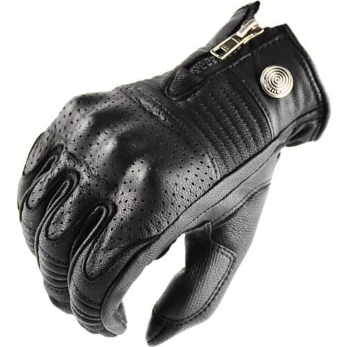 Perforated Motorcycle Gloves Breathable Moto Gloves Men Women Motor Biker Gloves Summer Retro Motorcycle Accessories Brown