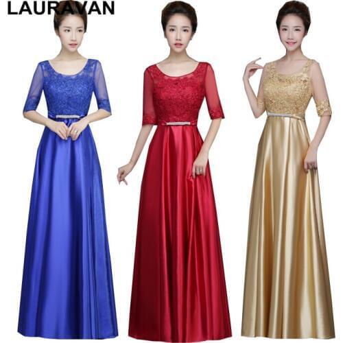Modest girls women long half sleeve plus size bridesmaid formal brides maids dresses women 12 formal bridesmaids dress gown