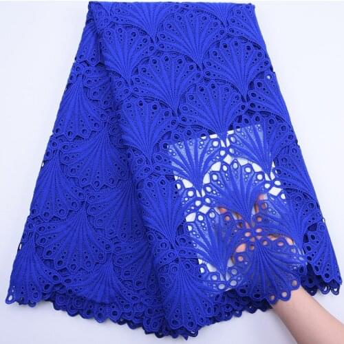 Latest African Guipure Lace Royal Blue Water Soluble Lace Fabric High Quality African Cord Lace For Wedding Y1799