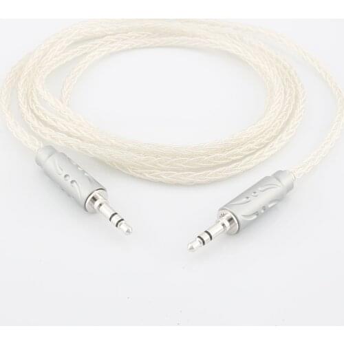 Viborg 100% Pure Silver 3.5MM To 3.5MM AUX Cable Top Graded Audio Upgrade Headphone Mobilephone Wire