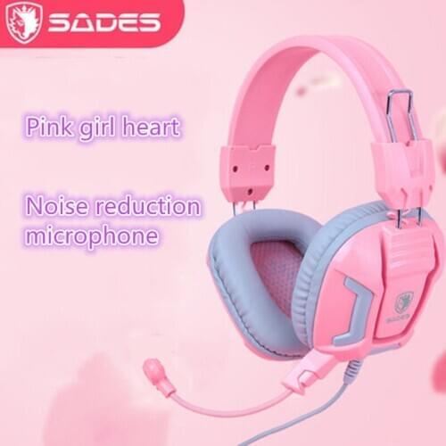 Sades G3 pink head-mounted wired gaming headset with microphone stereo music Internet cafe gaming computer headset