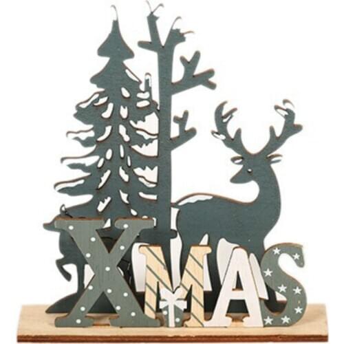 3D Christmas Ornament Navidad Wood Hanging Pendants Elk Wooden Craft Decorations Kids Gift for Home Festive Party New Year 2021