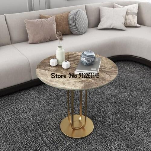 Nordic Sofa Edge Cabinet Rock Plate Round Tea Table Light Luxury Modern Simple Living Room Balcony Marble Small Round Table