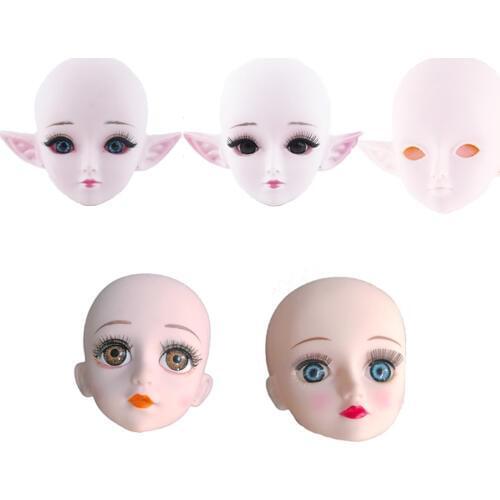 Practice Makeup Doll Head with Demon Ear Bald Head For 1/3 BJD Doll as for 60cm Doll DIY Doll Cosplay Accessories For Girls