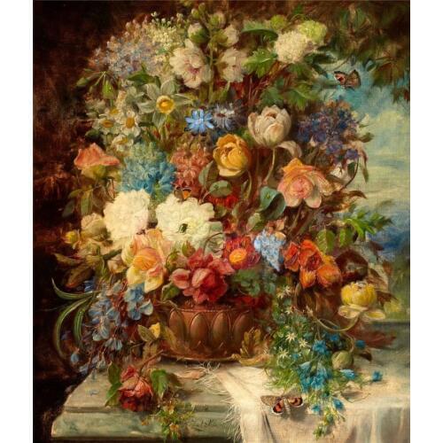 Embroidery Gorgeous European style Baske Flowers Needlework 14CT Canvas Unprinted DIY Cross Stitch Kits Handmade Arts Decor