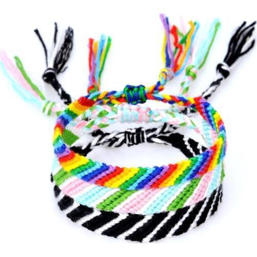 Ybollar Rainbow Friendship Bracelets Handmade Woven Cotton Cord Macrame Wristband Boho Style Wrap Bracelet Yoga Pulseras Jewelry