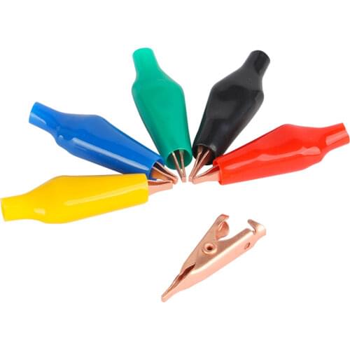 5A Brass Tone Alligator Clips Electrical Test Clamps with Protective Insulation Cover for Laboratory Testing, 7mm Opening