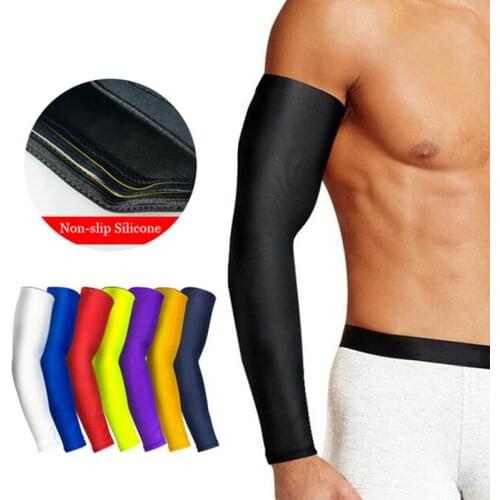 1Pcs Breathable Quick Dry UV Protection Running Arm Sleeves Basketball Elbow Pad Fitness Armguards Sports Cycling Arm Warmers