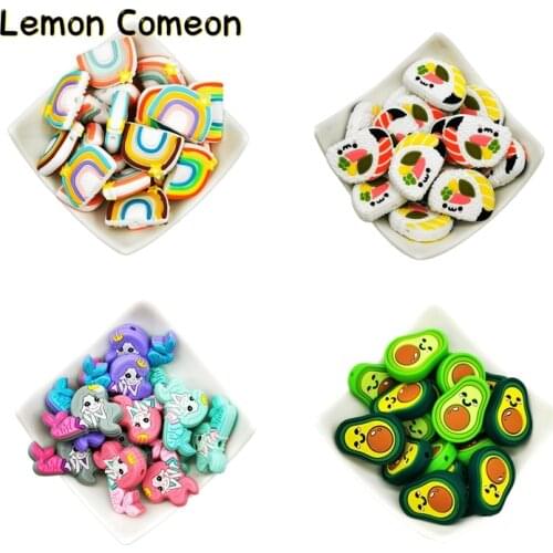 Baby Teething Silicone Beads 10PCS Nursing Necklace Animal Elephant Mermaid Bear Rodent Teether Loose Beads For Pacifier Chain