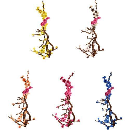 10pieces Plum Blossom Embroidery Applique Lace Fabric Patches Cord Scrapbooking Motif for Clothes Decorated Craft Sewing T2656