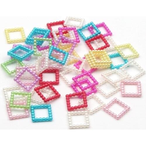 100pcs 12mm Square Flat Beads Garment Beads Craft Imitation Pearls Flatback For Art Scrapbooking Decoration DIY Jewelry Making