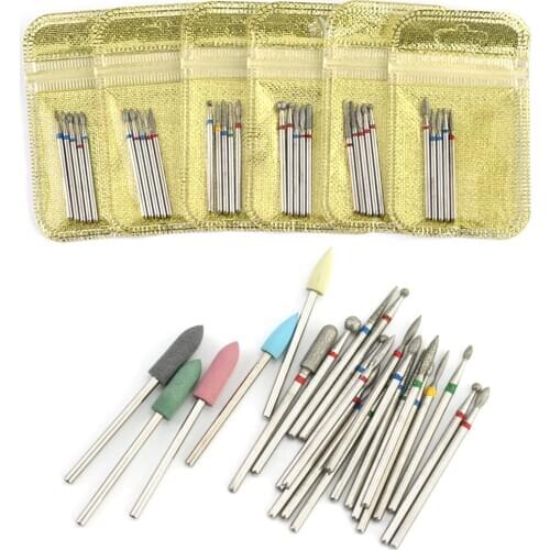 18 Types Nail Rotary Drill Bits Diamond Milling Cutters for Manicure Nail Art Set Silicon Cutters Pedicure Machine Accessories