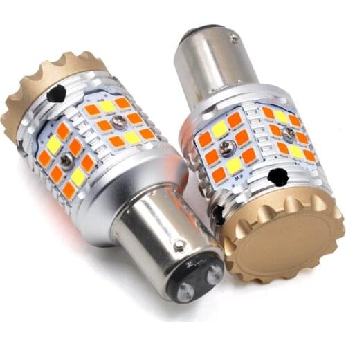 2Pcs CANBUS Anti Hyper Flash 1157 BAY15D 7528 Dual Color Switchback LED Amber Turn Signal White Daytime Running Parking Light