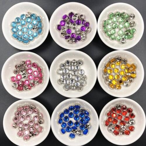 20Pcs 10MM Various Color Acrylic Crystal Round Flat Bottom Penetration Drill For Wedding Party DIY Decorative Color Table Drill