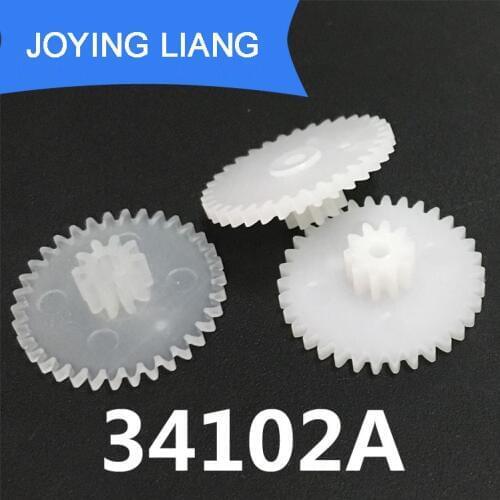 34102A 34102B 34102.5B 0.5M Plastic Spur Gear OD 18mm 34 Teeth + 10 Teeth 2mm Tight Loose Fiting Steampunk Gears 10pcs/lot